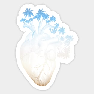 Beach Colored Anatomically Correct Human Heart - Palm Trees Sticker